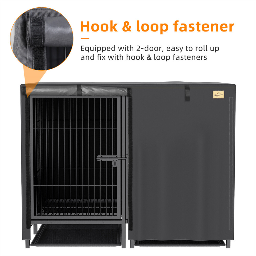 Dog Cage Removable Tray & Divider Double-Door Dog House Heavy Pet Crate Kennels