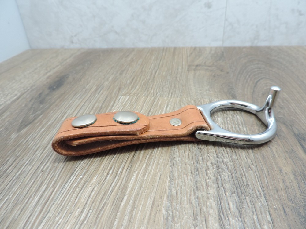 Brown Leather Chrome Duty Belt Baton Holder
