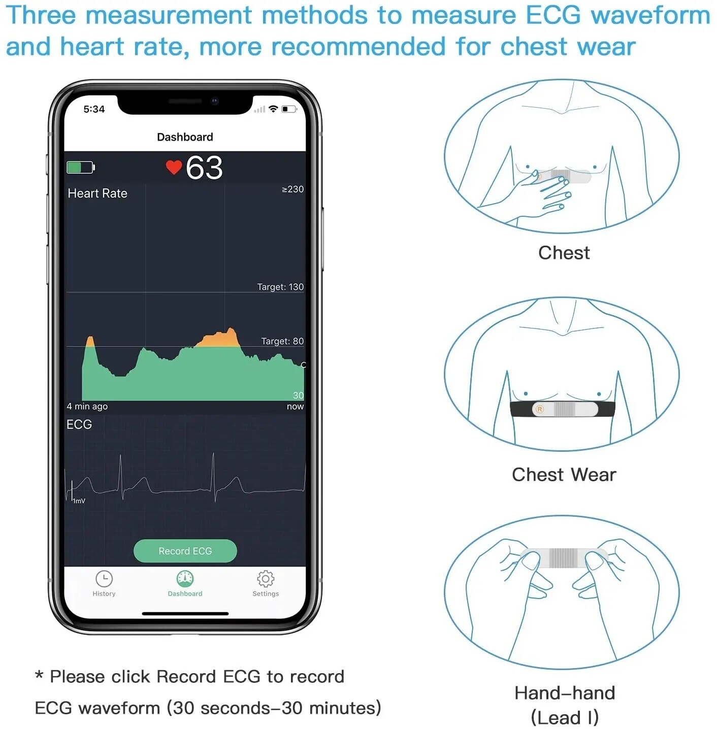 ANT+ Bluetooth Heart Rate Monitor Vibration Alert Rate Tracking Up To 24h