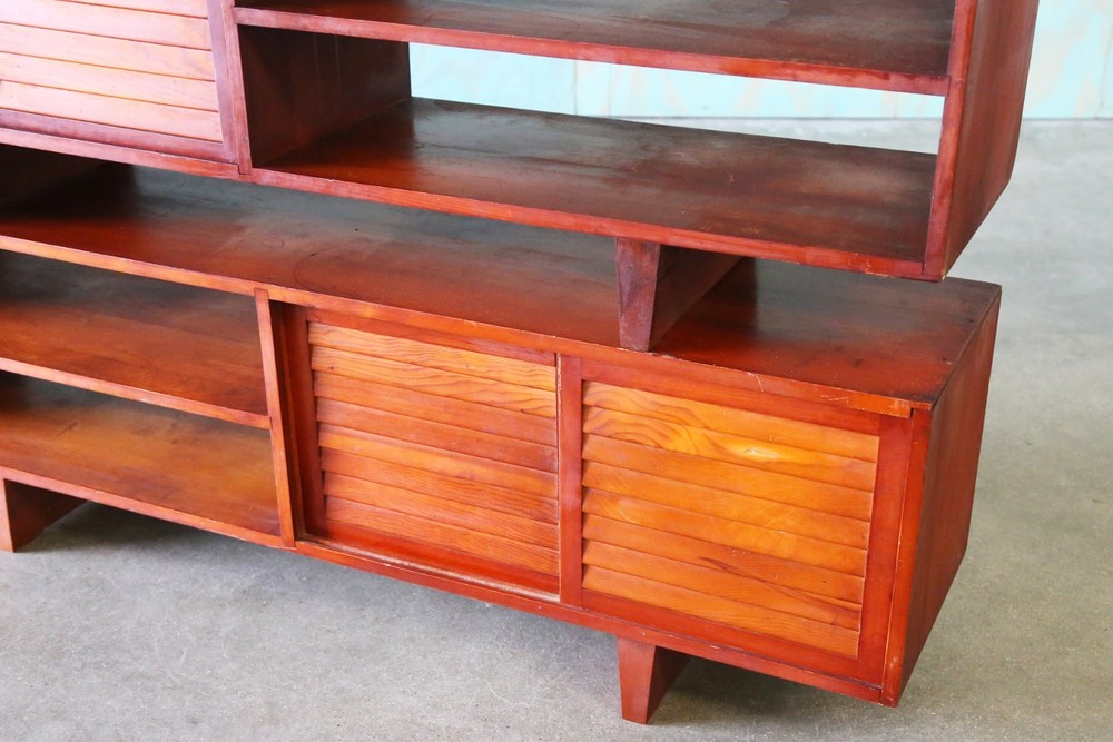 Studio made double sided Console Tables in Pine with Louvered doors -a Pair