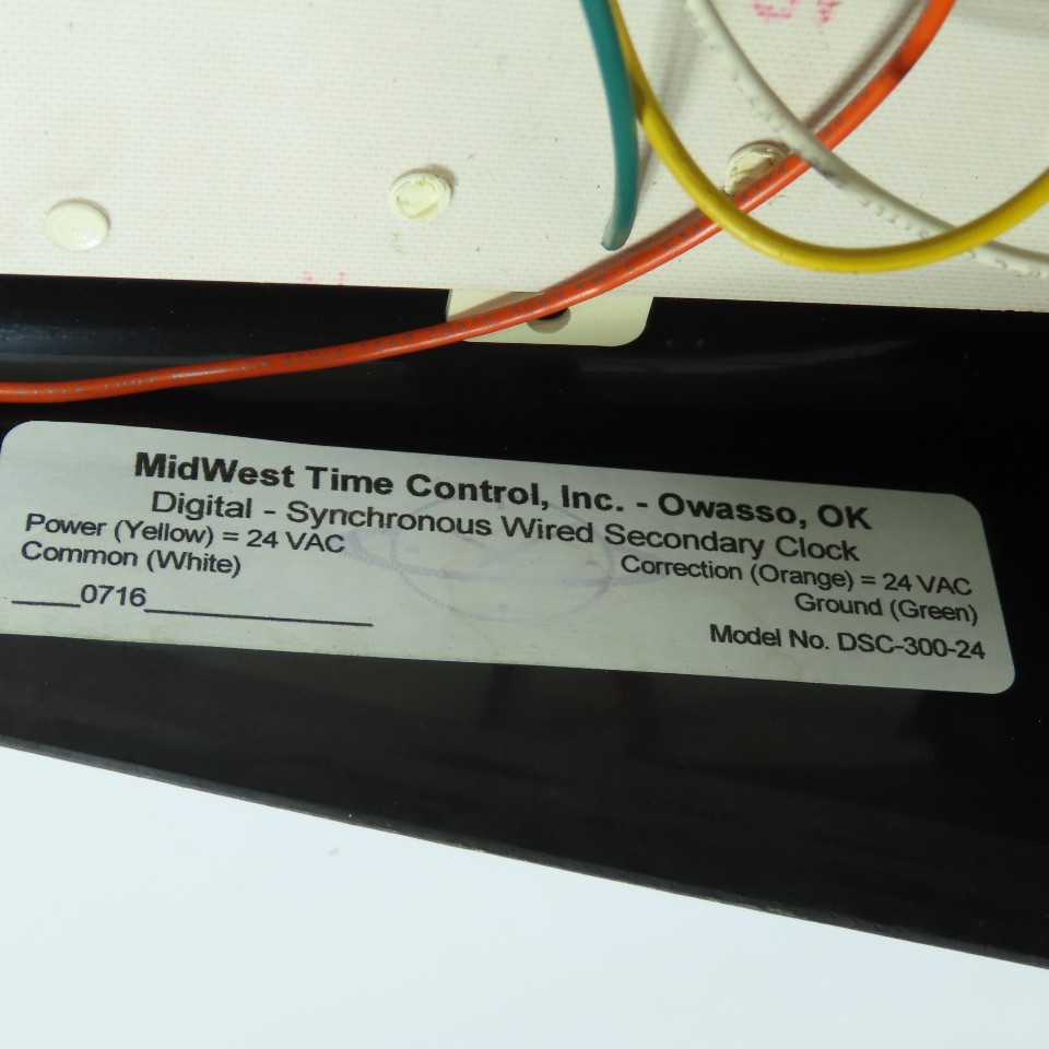 Midwest Time Control Digital Synchronous Wired Secondary Clock 24VAC Tested