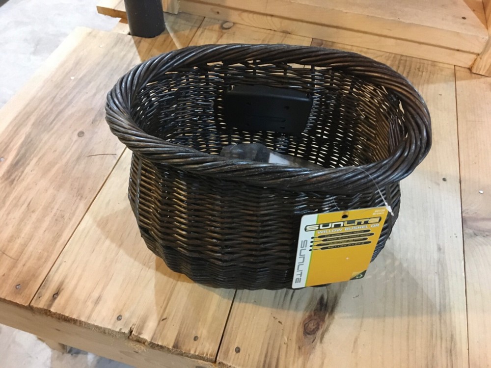 BICYCLE HANDLEBAR WEAVE BASKET. Easy off mount.