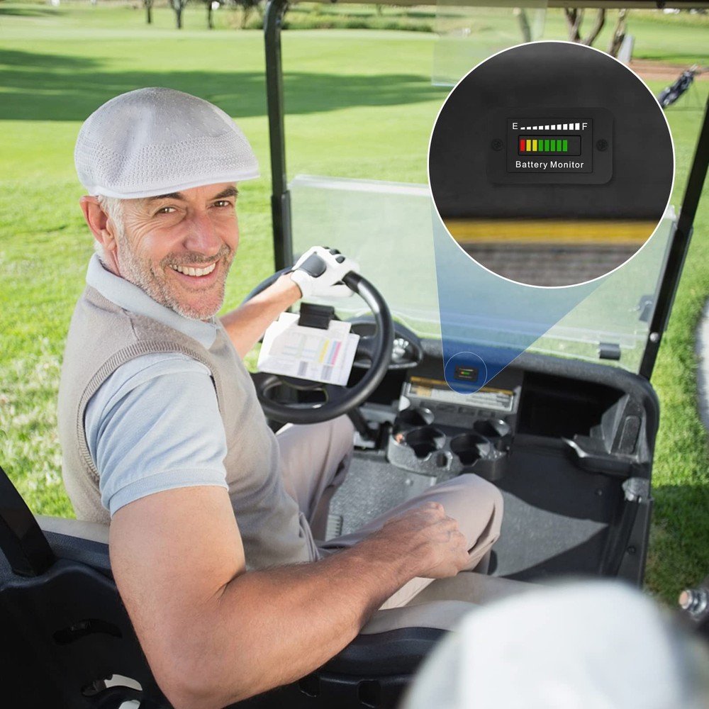 LED Battery Level Indicator, Universal Golf Cart Meter Support BM210
