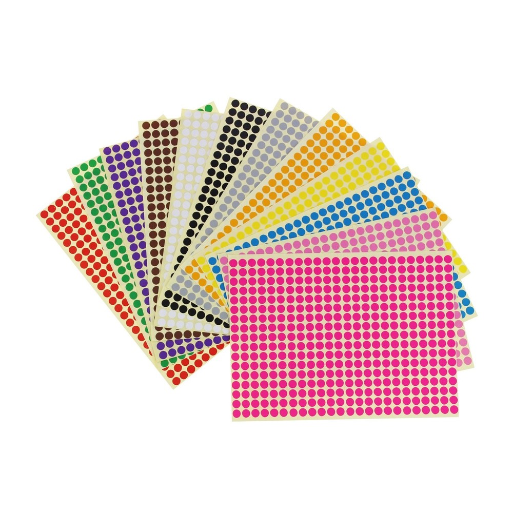 LJY 6mm Round Dot Stickers Color Coding Labels, 12 Different Assorted Colors,...