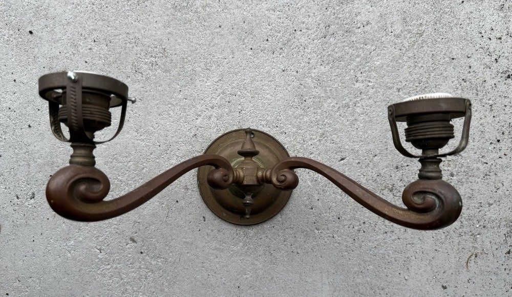 ANTIQUE Brass Sconce Light Old