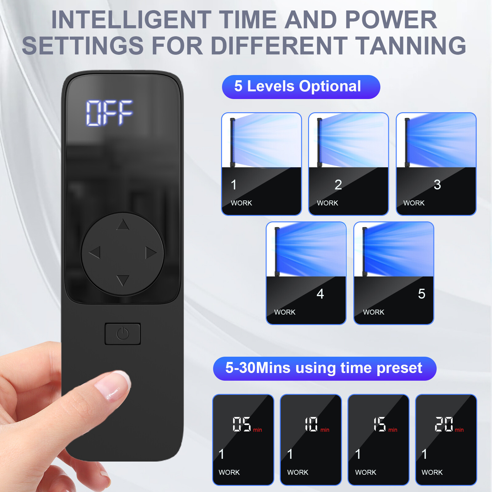 60W UV Tanning Lamp for Face & Body 432 LED Self-Tanning Light w/Protect Goggles