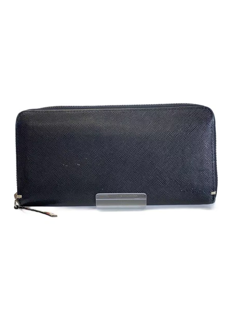 Paul Smith Long Wallet Leather Black Plain Men's