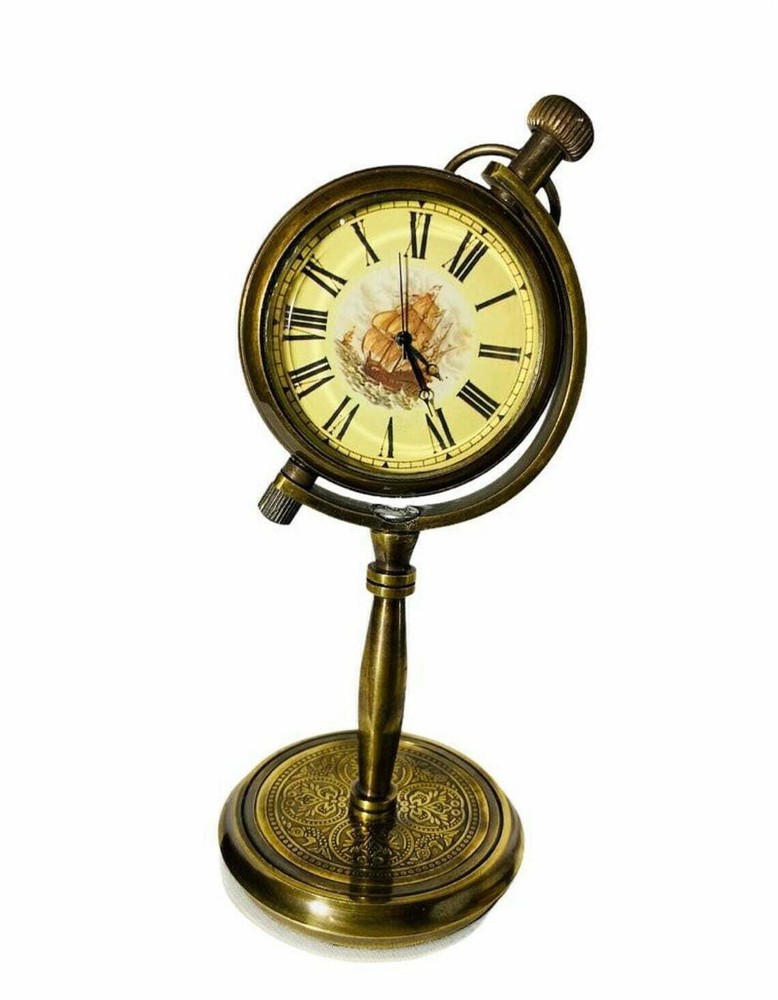 Nautical Antique Ship Desk Clock Solid Brass Maritime Table Clock Office Décor