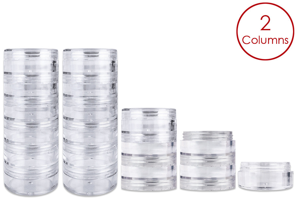 12-Piece 10g/10ml Acrylic Stackable Clear Round Jars Set