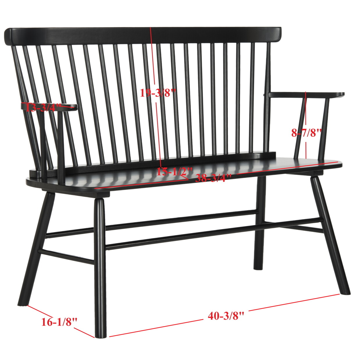 SAFAVIEH Addison Spindleback Settee | Black |