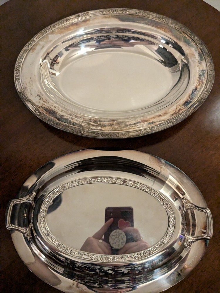 Vtg Silver Plated Serving Dish W/ Lid And Handles