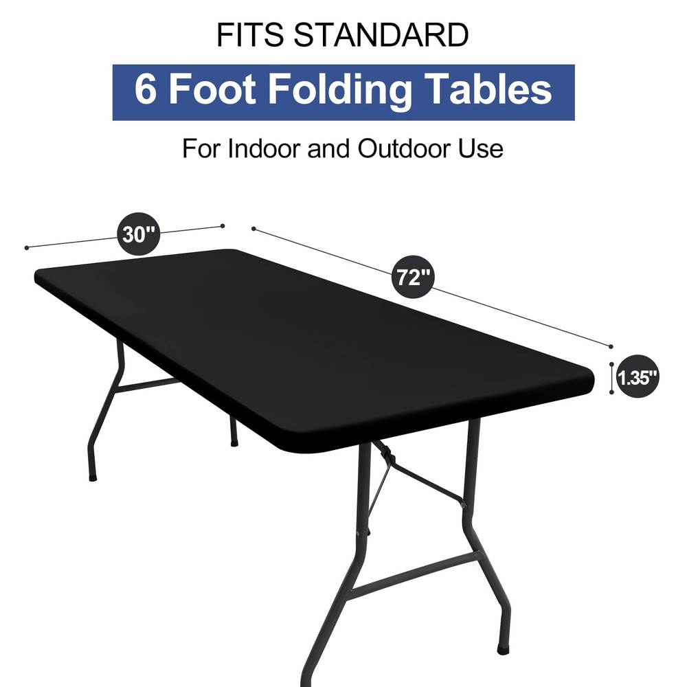 2 Pack Rectangle Table Cloth, Elastic Fitted Fabric Tablecloth Fits for 6 Foo...