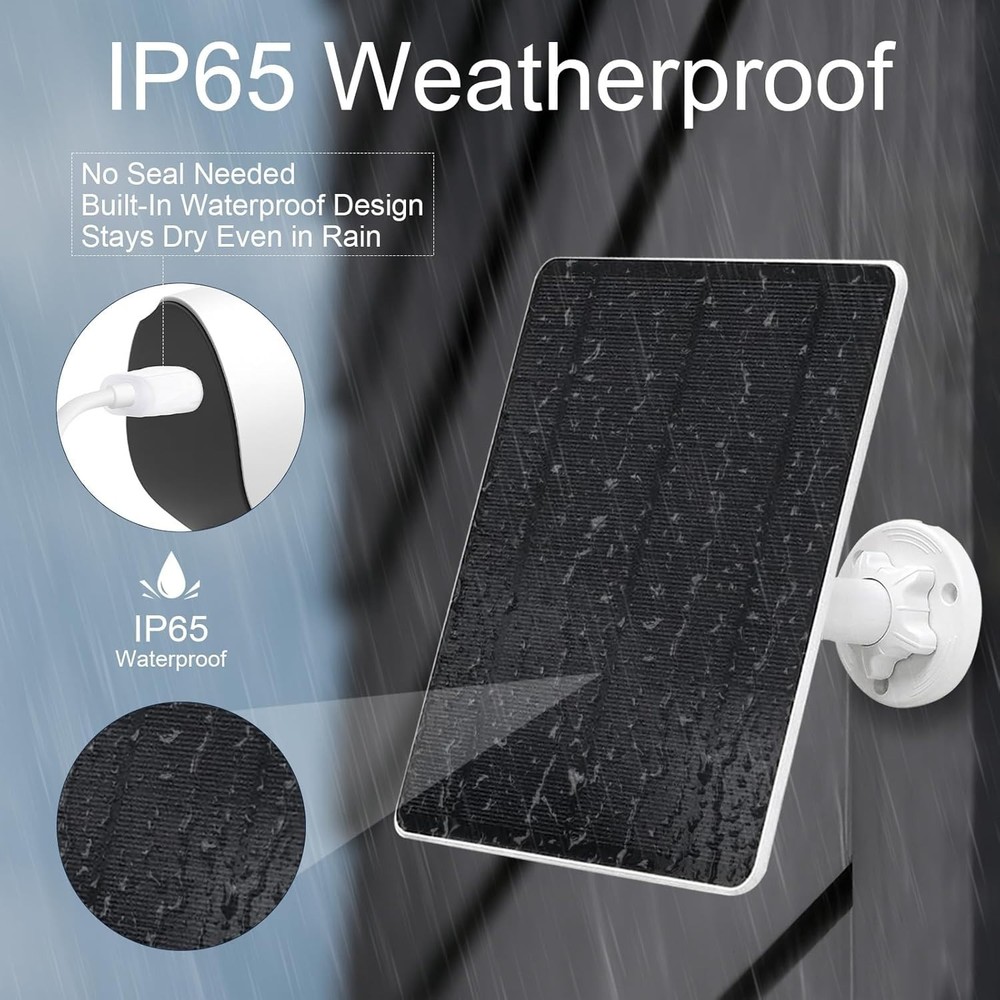 Universal Solar Panel Charger for SimpliSafe Cameras - Easy Install & 10ft Cable