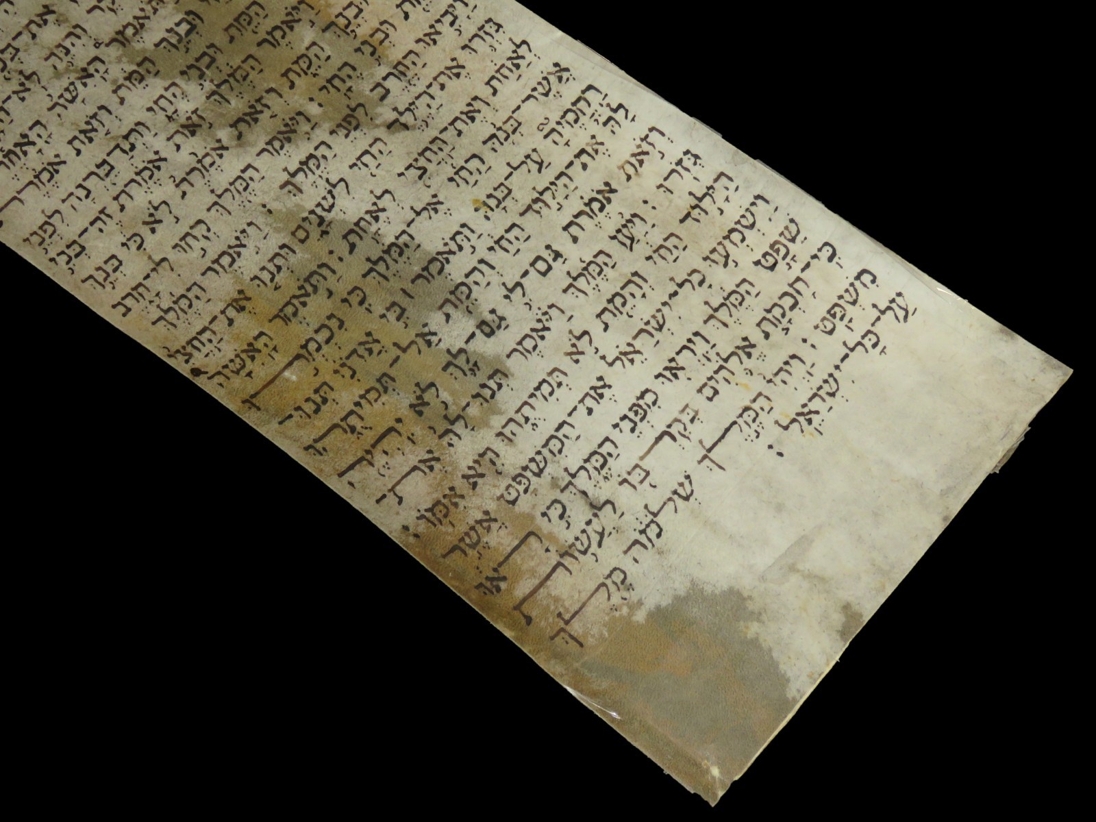ANCIENT BIBLE SCROLL MANUSCRIPT FRAGMENT ON PARCHMENT I Kings Italy 19th.
