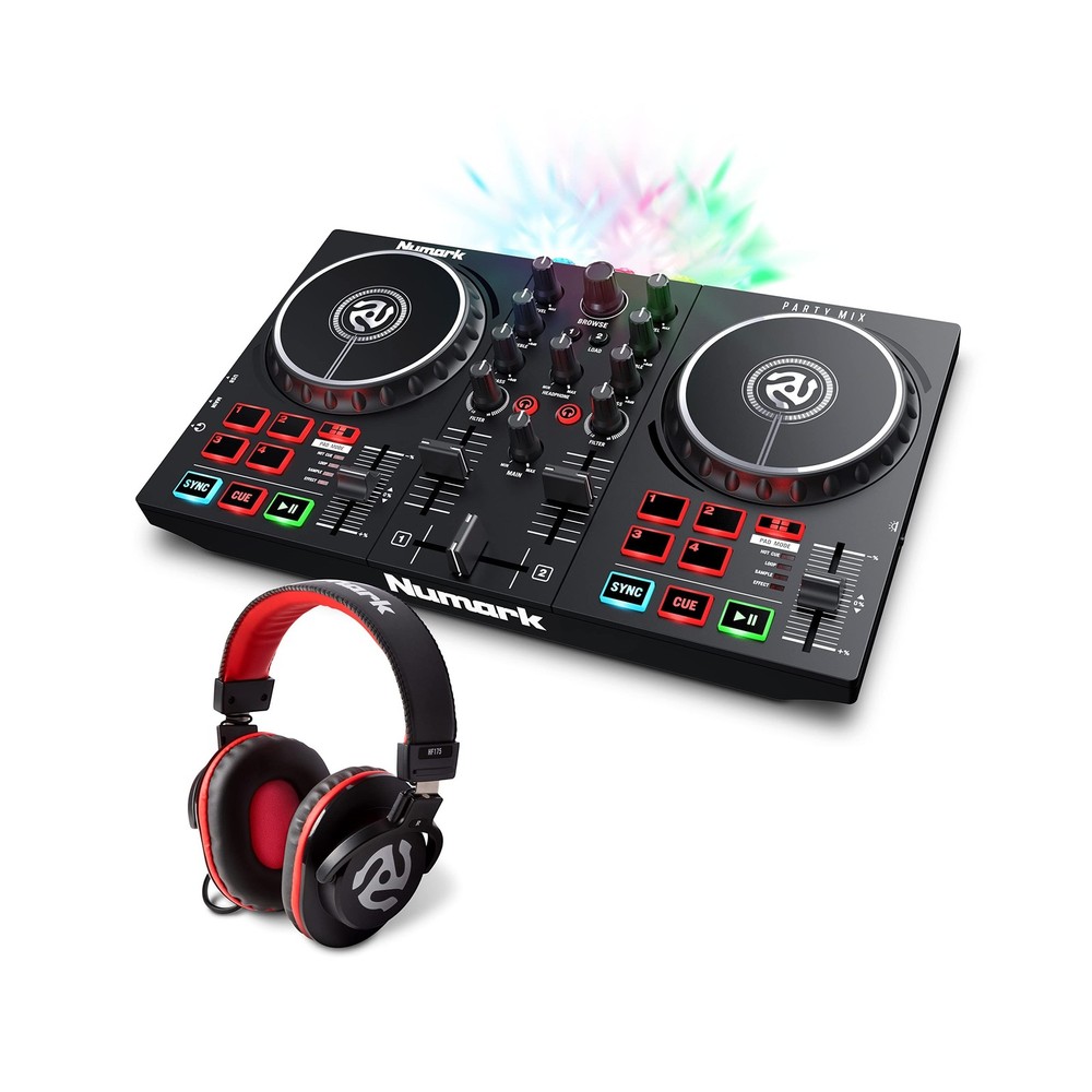 DJ Controller Bundle - USB DJ Set with Party Lights, 2 Decks, DJ Mixer, Audio...