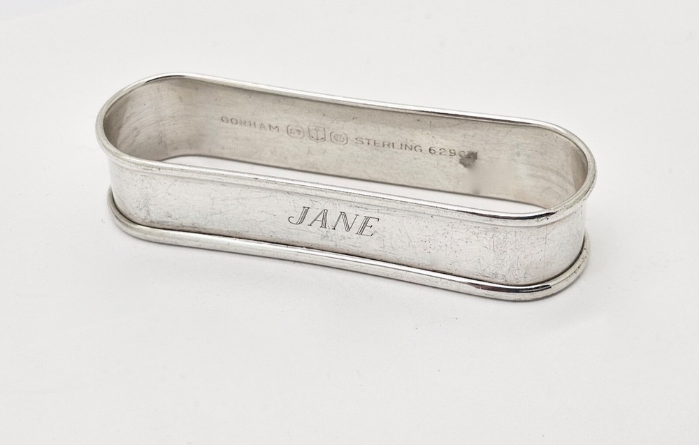 GORHAM STERLING SILVER NAPKIN RING ENGRAVED JANE,2 3/8"