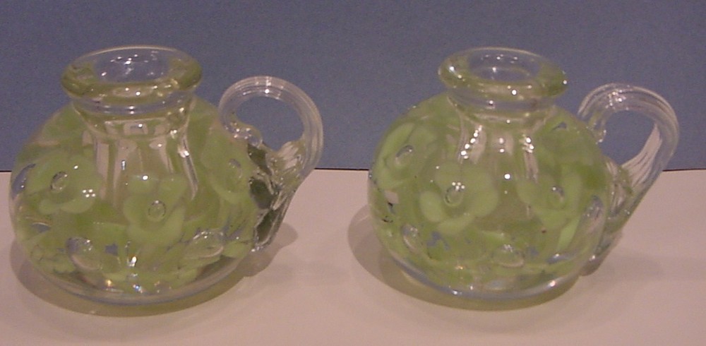 Pair St. Clair Glass Candlesticks