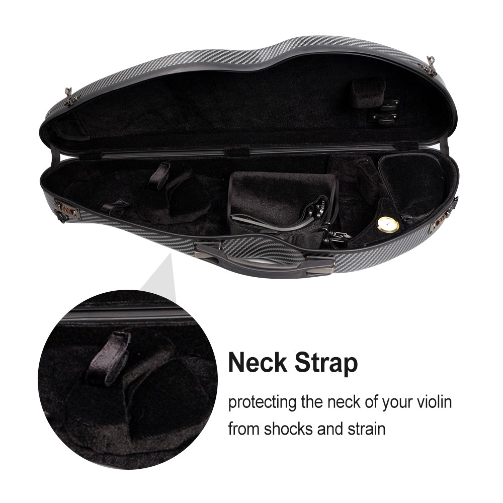 Carbon Fiber Violin Case 4/4 Lightweight Hard Shell with Code lock and Backstrap