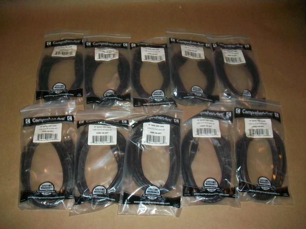 10pc Comprehensive USB Cable  Type A to Type B  USB2-AB-6ST    NEW