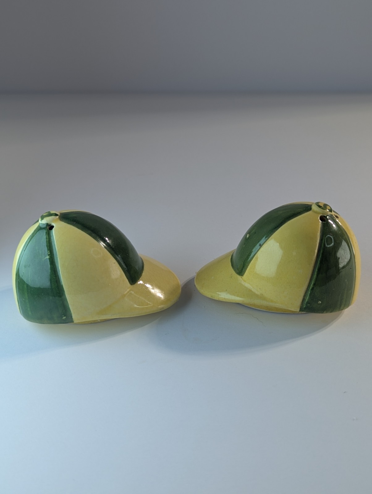 Vintage 1950's Baseball Cap Hat Salt And Pepper Shakers