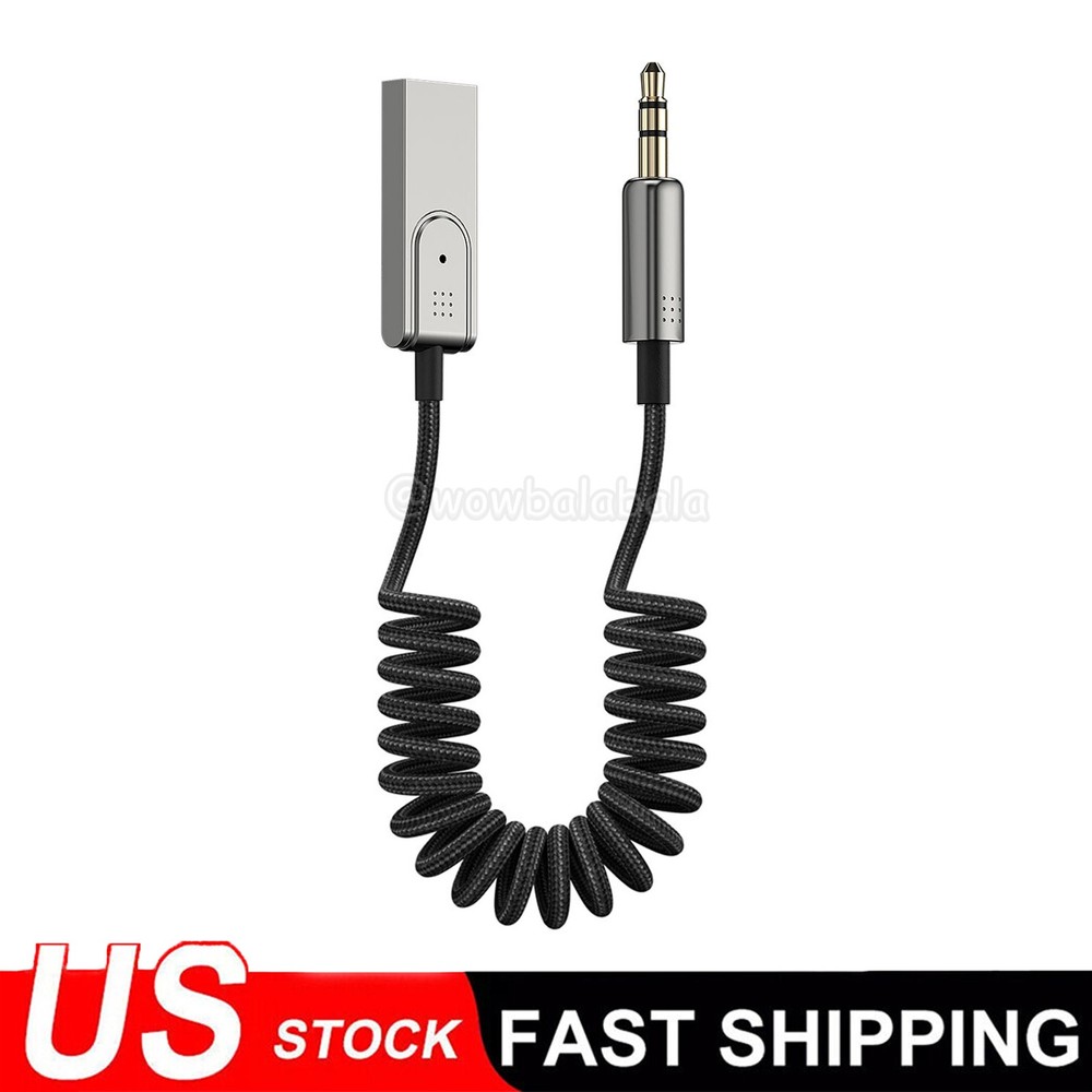 Aux to Bluetooth 5.1 Adapter Bluetooth Receiver 3.5mm Microphone for Car