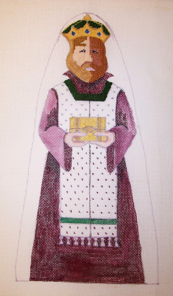 STARTED HP CHRISTMAS WISE MAN KING NATIVITY NEEDLEPOINT CANVAS