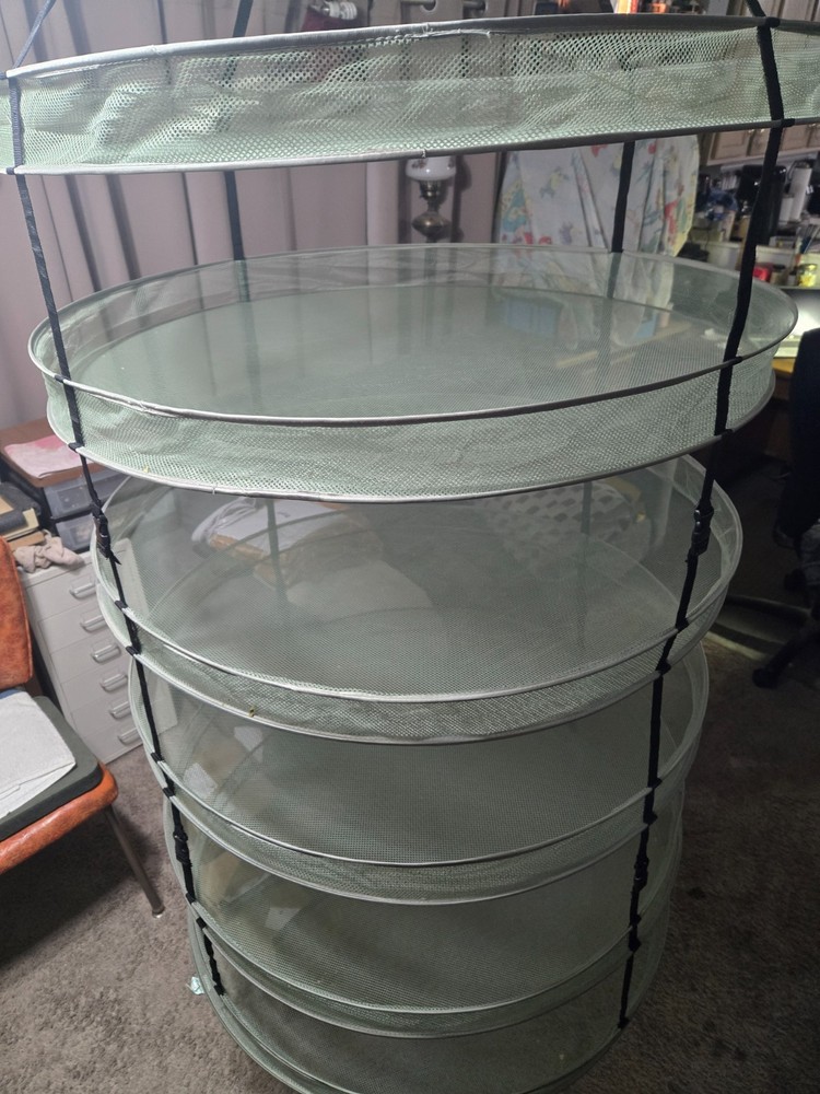 6-Layer Adjustable Hanging Drying Rack, Herb, Spice, Hydroponics, Mesh, Green