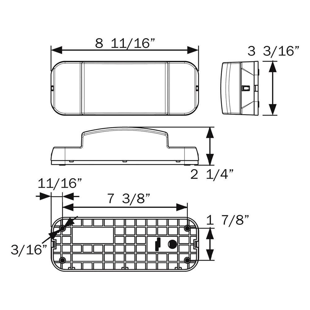 Tail Lights Passenger Side RVSTL0060/61 Series Red Rectangular Surface Mount LED