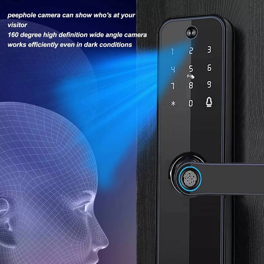 1PCS Face Recognition Tuya Wifi Smart Door Lock Visual Intercom Fingerprint