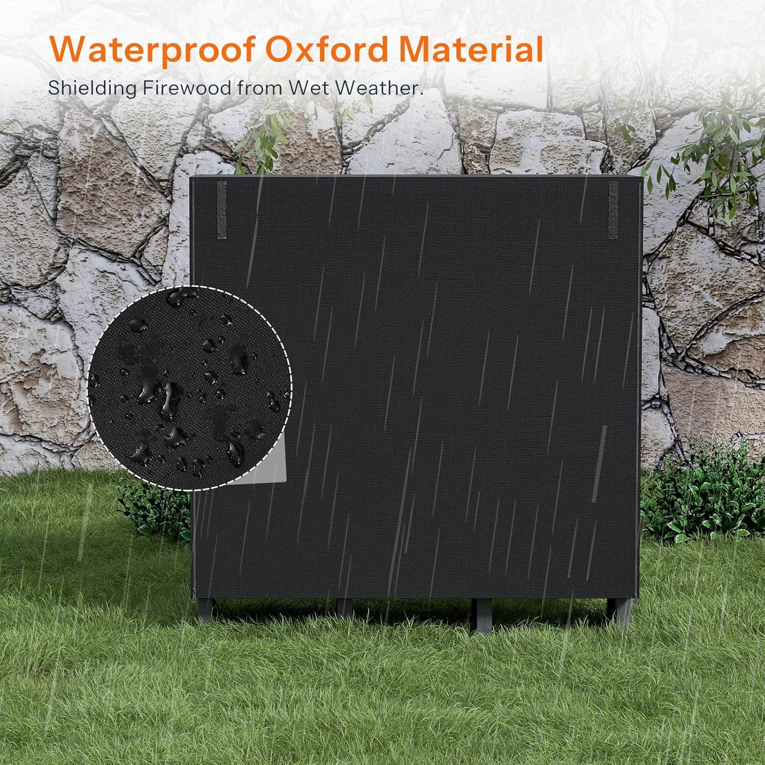 4FT Firewood Rack with Cover Outdoor Firewood Log Rack Adjustable Log Holder