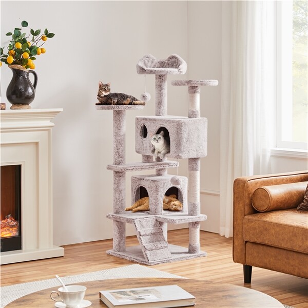 54in Cat Tree Tower Condo with Scratching Post for Kittens Pet House Furniture