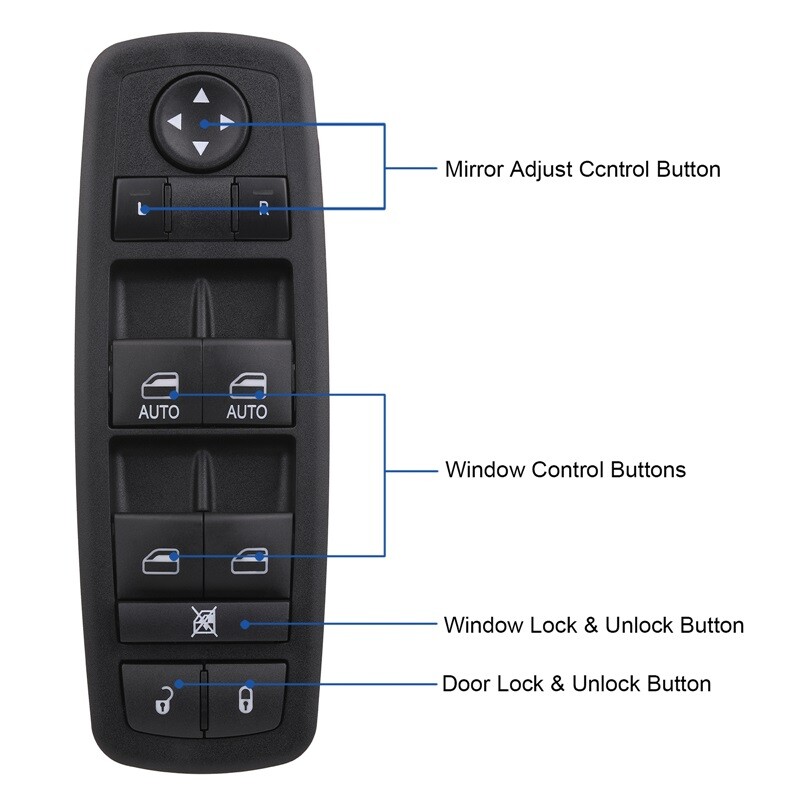 Window Switch Control Button for 2012-2014 Chrysler/Dodge/Ram 68298866AA 2 Auto