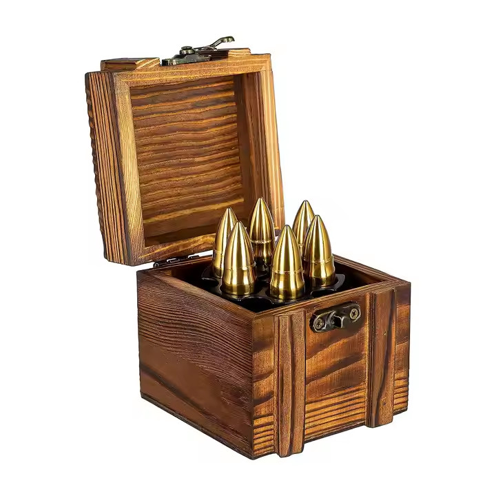 Bullet Whiskey Ice Stones Gift Set-6 Pcs Stainless Steel Whiskey Ice Cubes