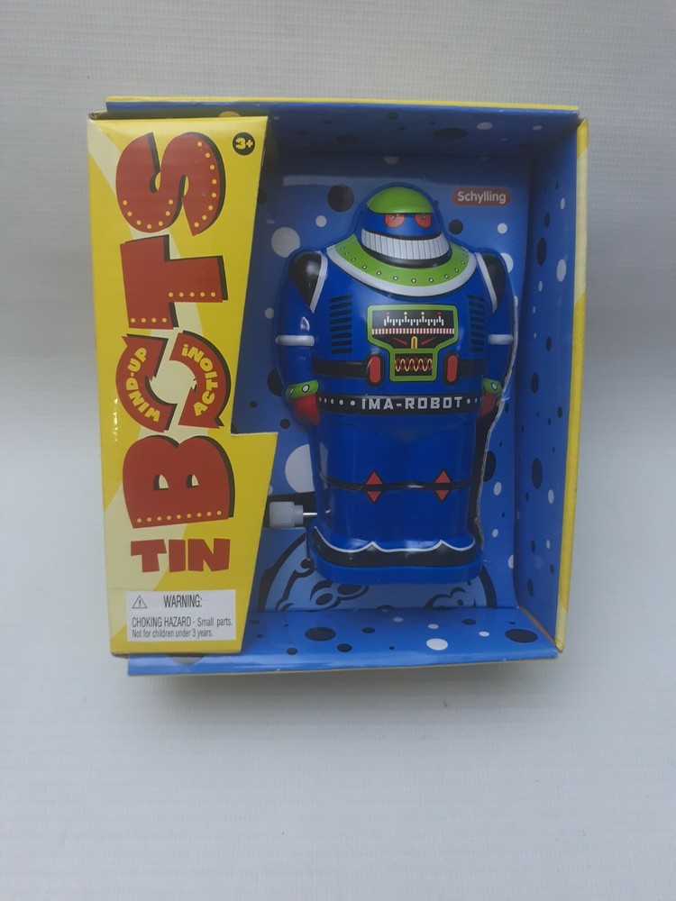 Schylling TIN BOTS Wind-Up Action IMA-ROBOT blue
