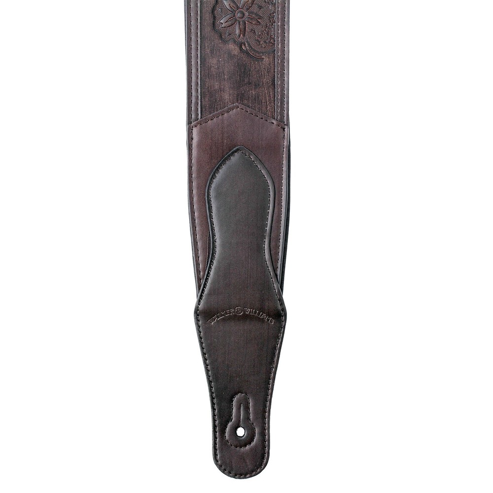 Walker & Williams LIE-14 Dark Brown Leather Padded Strap with Embossed Tooling