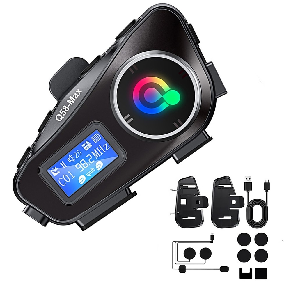 Support FM radio Motorcycle Intercom Helmet Bluetooth Headset LCD Waterproof