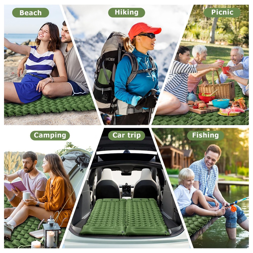 Sleeping Pad, Extra Thick & Ultralight Inflatable Sleeping Pad with Pillow, 3...