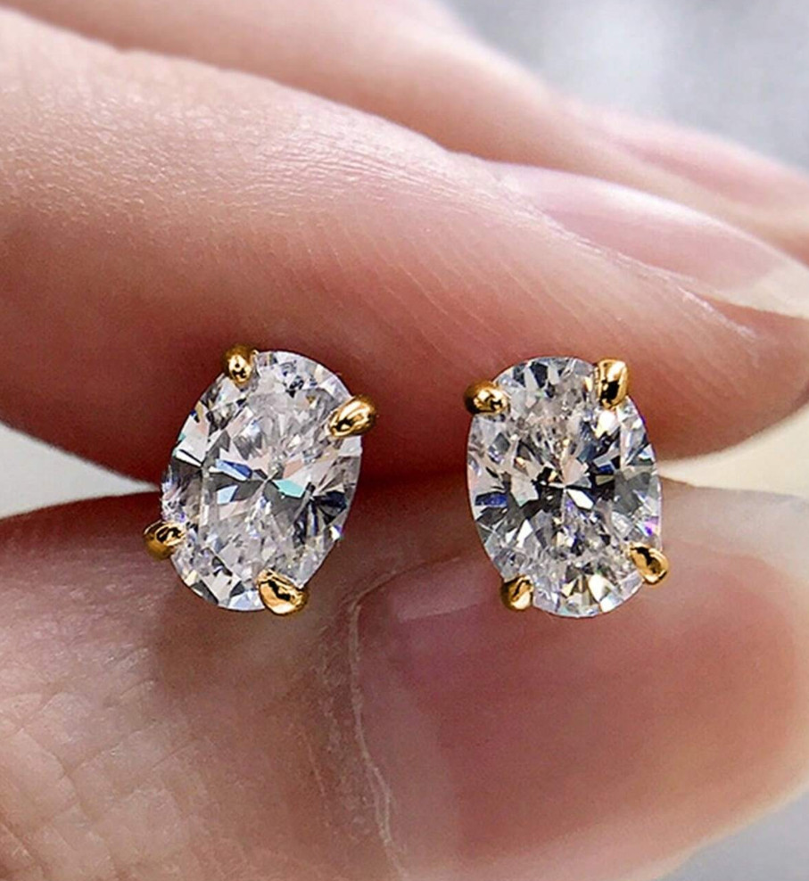 2Ct Lab Created Diamond Earrings 18K Gold Plated