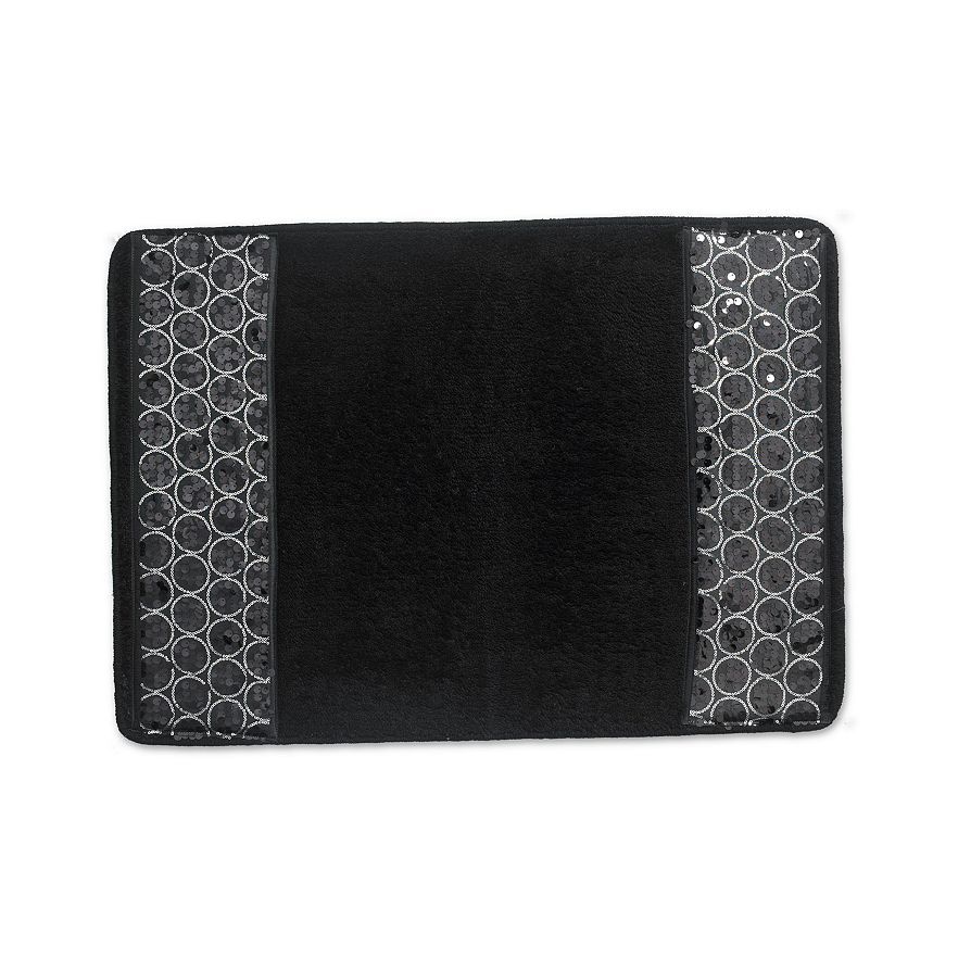 Popular Bath Sinatra Bath Rug with Sequins, Black