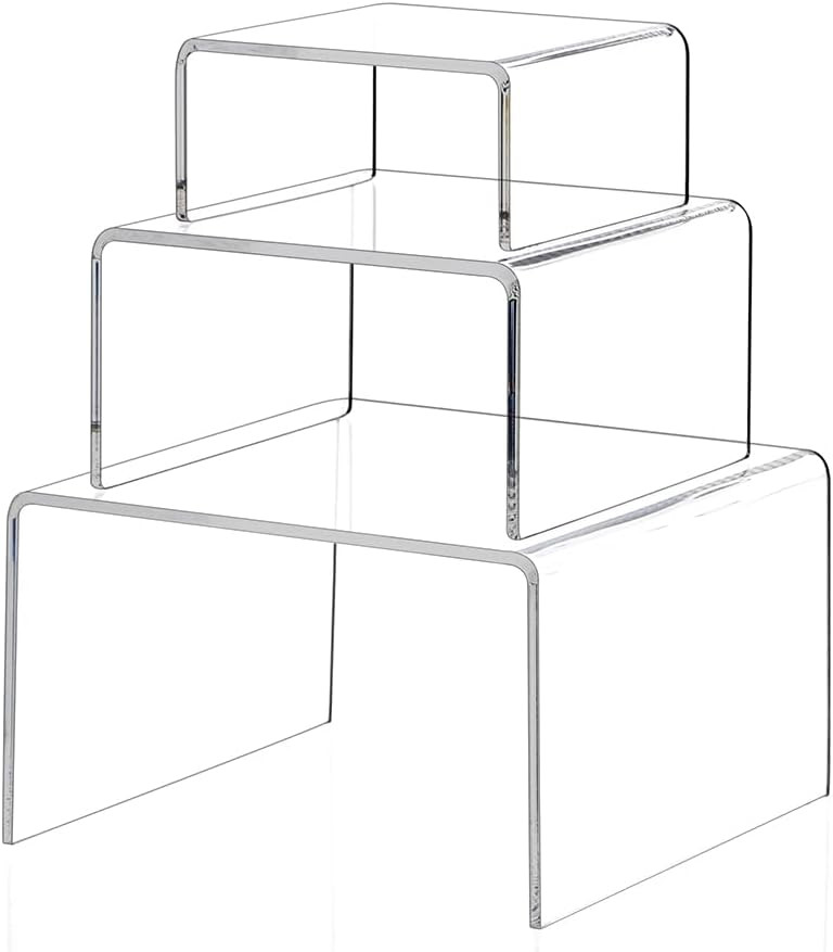 Jusalpha 6 -Piece Strong Clear Acrylic Rectangular Riser Large, 2 Sets,