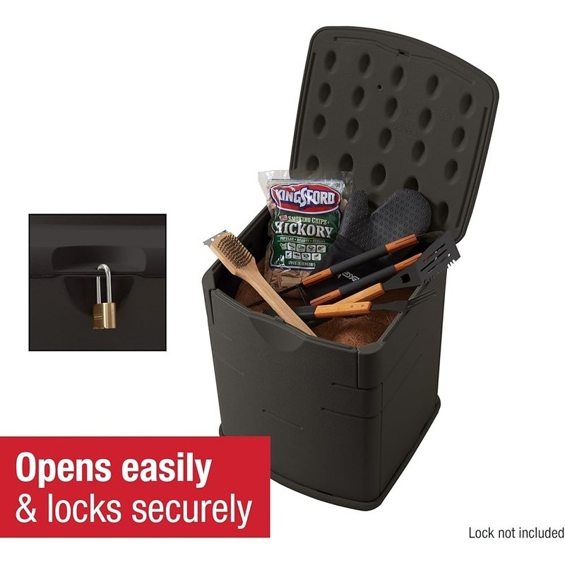 Durable Resin Deck Box Outdoor Storage Lockable Waterproof Organizer Mini Table