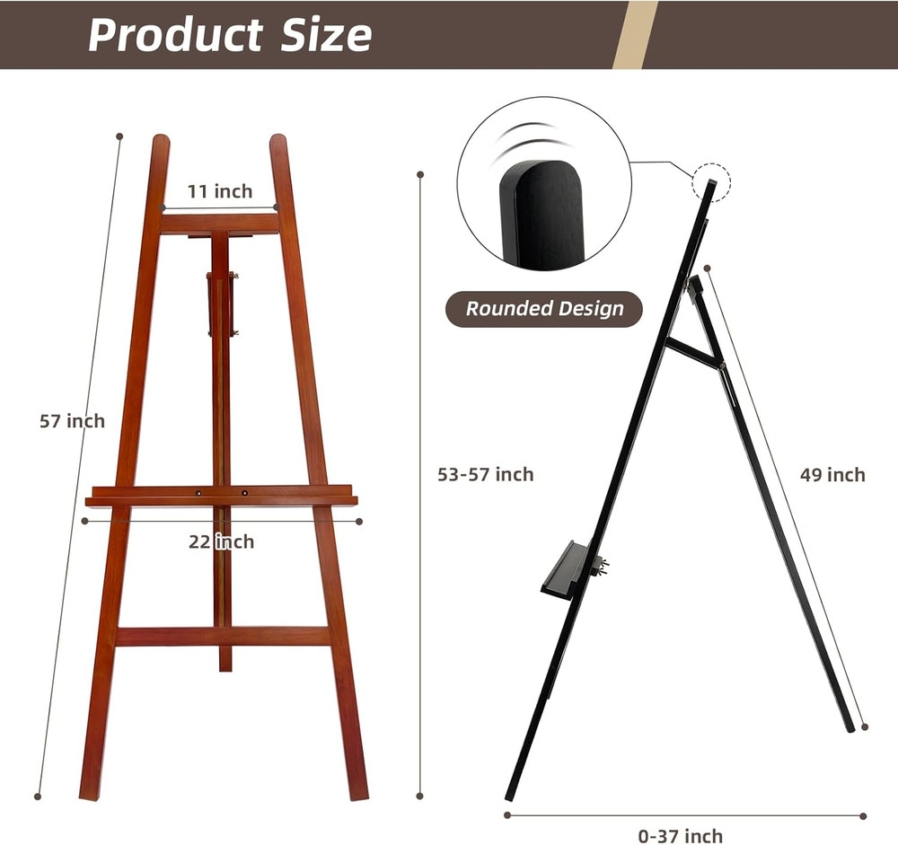 Adjustable Walnut A-Frame Easel for Canvas & Wedding Displays, Solid Wood
