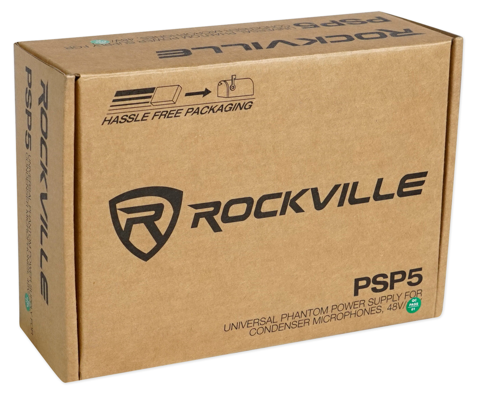 Rockville PSP5 Universal 48V Phantom Power Supply Box For Condenser Microphones
