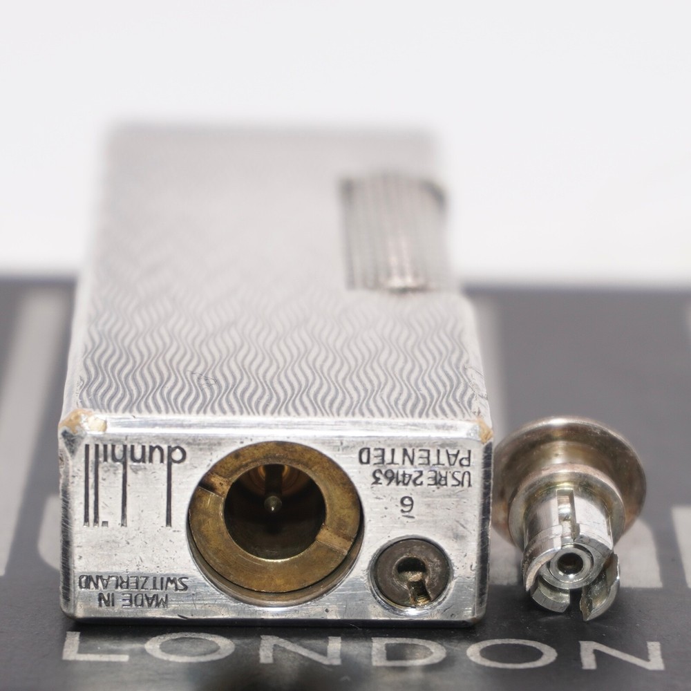 Dunhill Rollagas Lighter Silver CHEVRON Pattern-Ultrasonically cleaned_Working