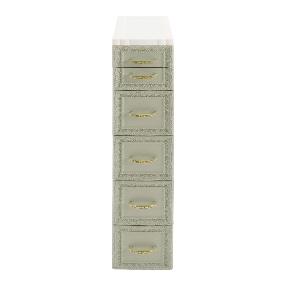 5-layer three-dimensional embossed pattern storage cabinet 18x32x84- green, PP.