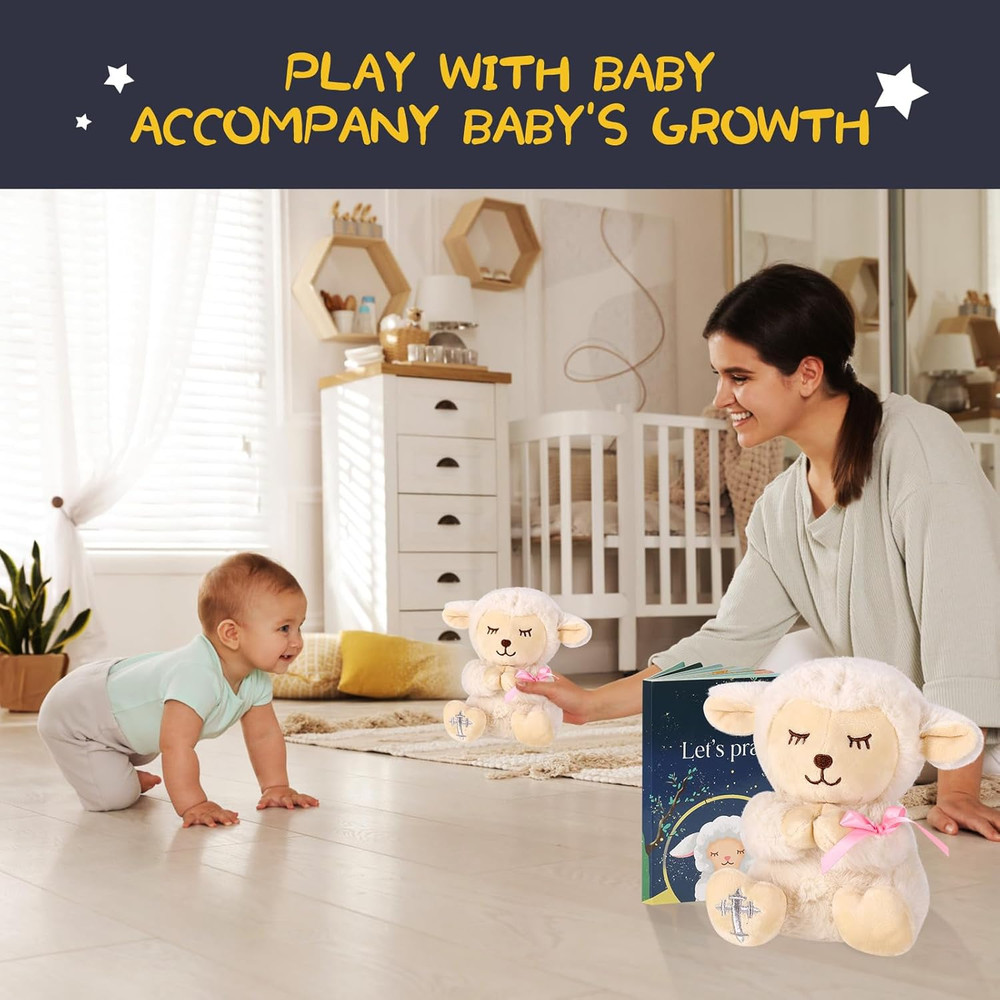 Baptism Gift Set – Plush Lamb & Prayer Book in Keepsake Box