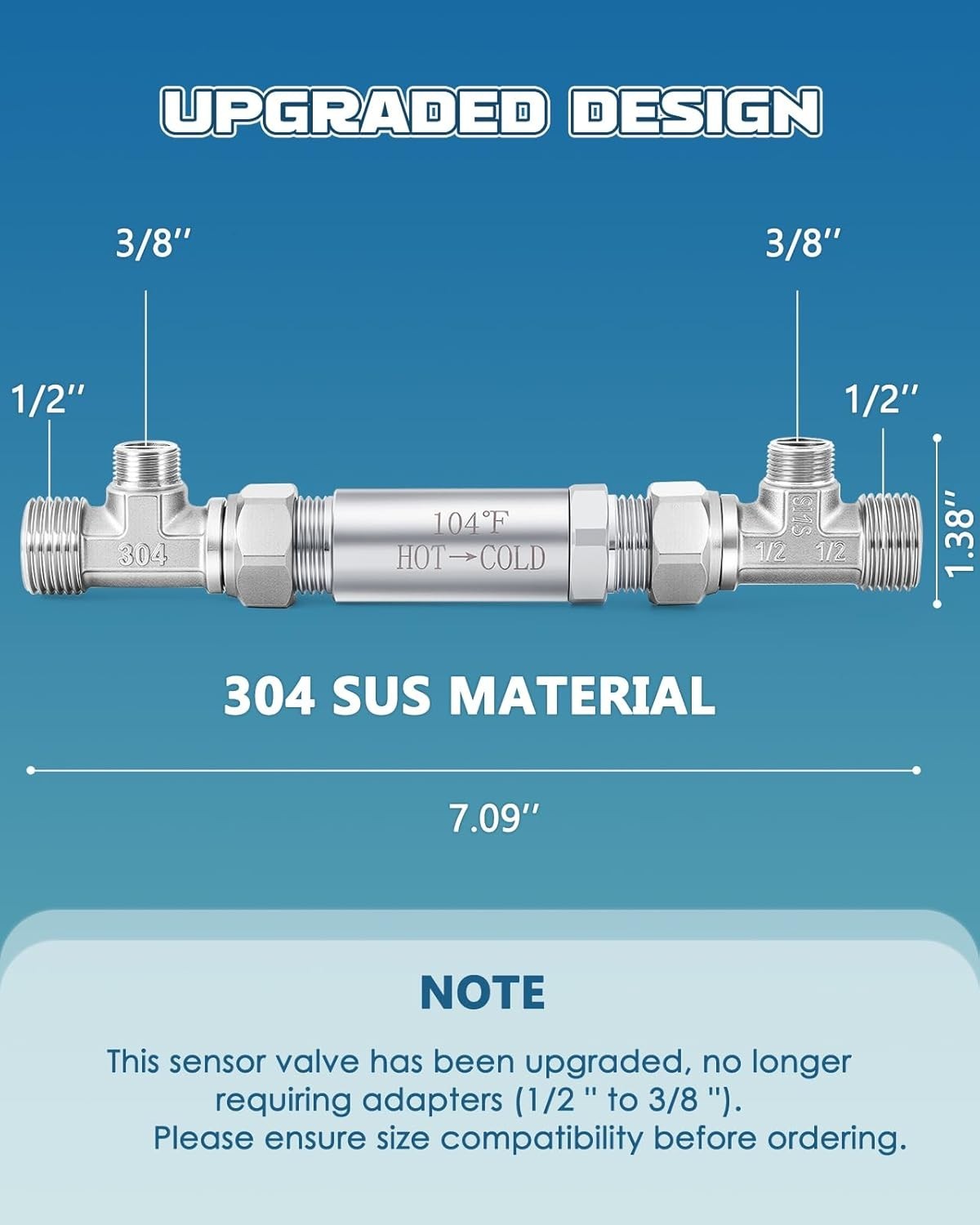 Upgraded Bypass Sensor Valve Kit for Instant Hot Water Reciculating System 304