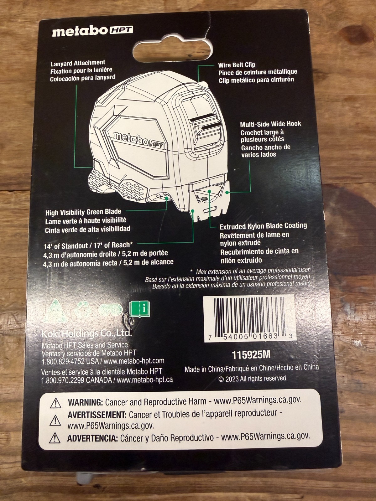 Metabo HPT 25' TruRange Tape Measure 2 Sided Print 17' Reach (Qty)