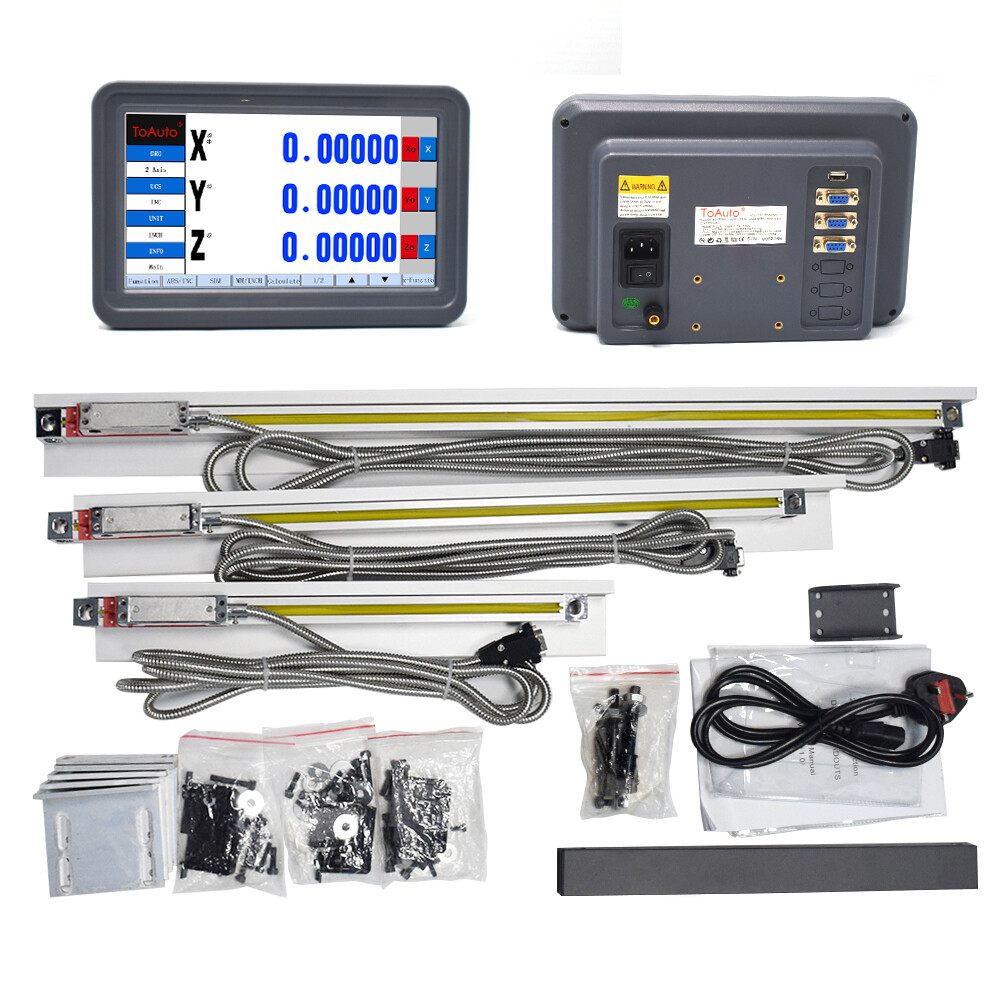 3 Axis Dro Digital Readout LCD Touch Screen Encoder+3PCS Linear Glass Scale Kit