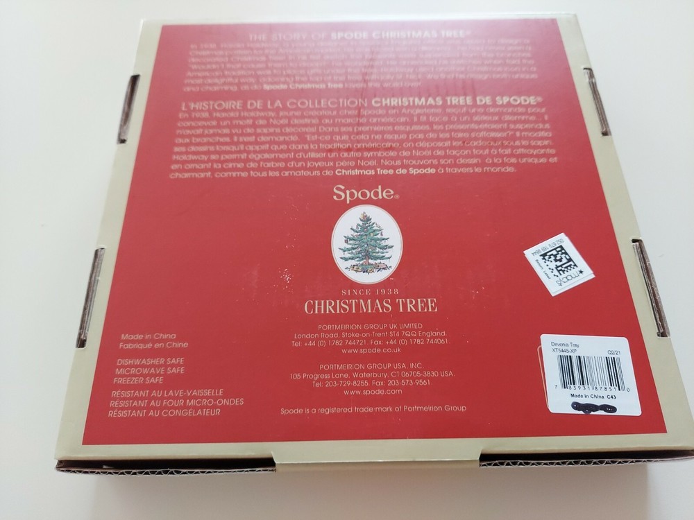 SPODE DEVONIA CHRISTMAS TREE TRAY , CANDY/COOKIE PLATE NEW IN BOX